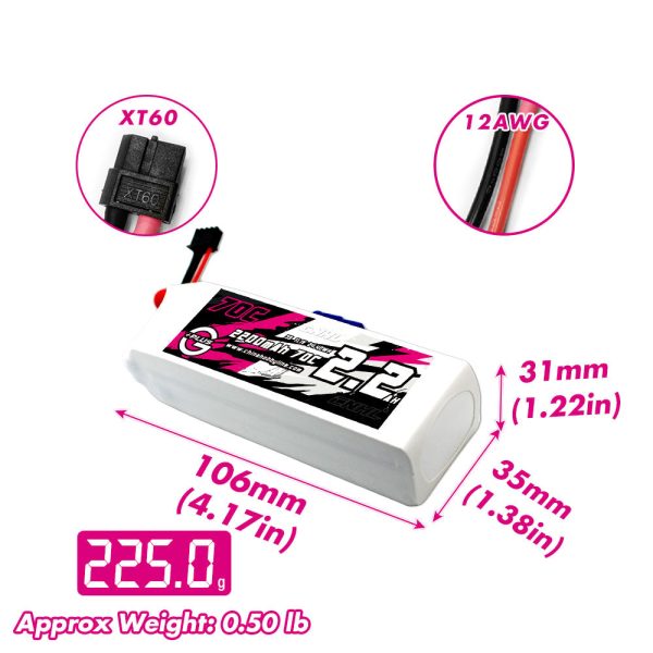 CNHL G+Plus 2200mAh 11.1V 3S 70C Lipo Battery with XT60 Plug