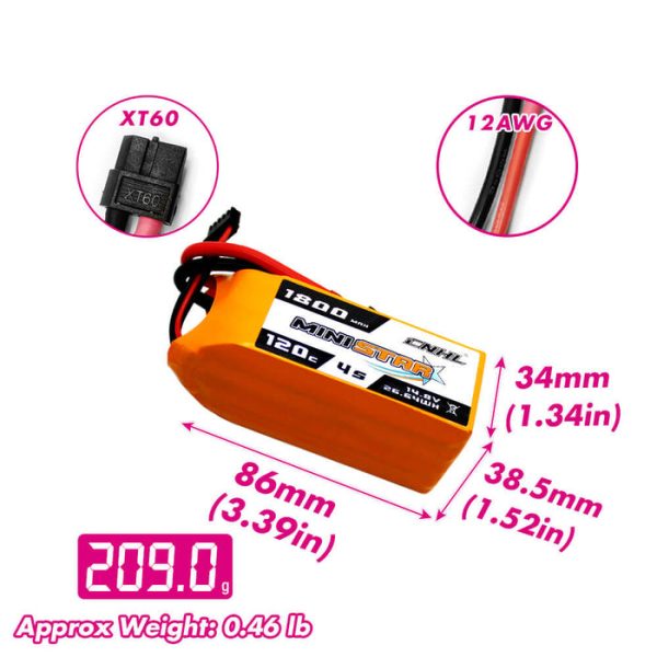 CNHL MiniStar 1800mAh 14.8V 4S 120C(max 200C) Lipo Battery with XT60 Plug