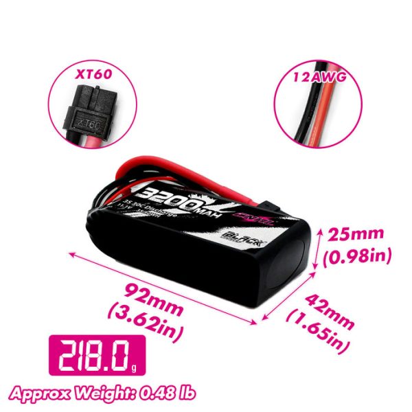 CNHL Black Series 3200mAh 11.1V 30C 3S Shorty Lipo Battery with XT60 Plug