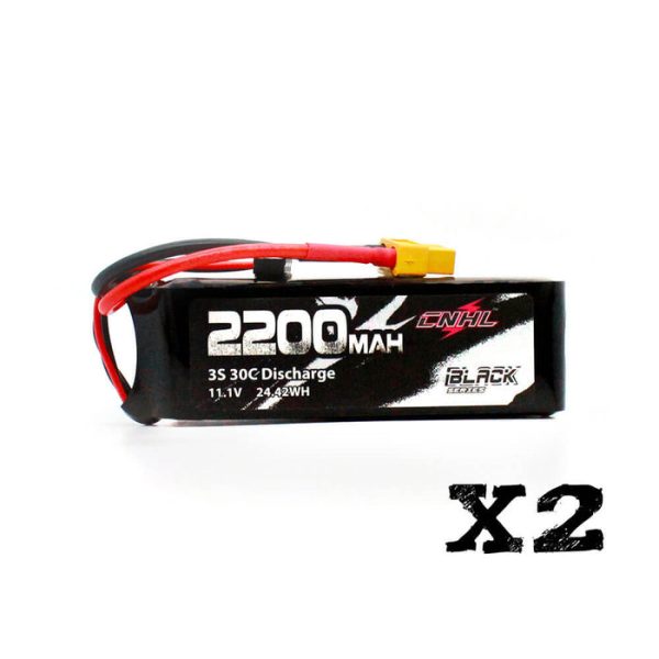 2 Packs CNHL Black Series 2200mAh 3S 11.1V 30C Lipo Battery with XT60 Plug